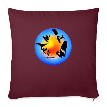 Rond jaune bleu wind wing kite sup surf - Housse de coussin décorative 45 x 45 cm - bordeaux - Devant