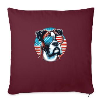 Boxer drapeau américain et lunettes de soleil - Housse de coussin décorative 45 x 45 cm - bordeaux - Devant