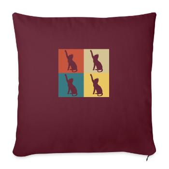 Retro-Vintage-Katze - Sofakissenbezug 45 x 45 cm - Burgunderrot - Vorne