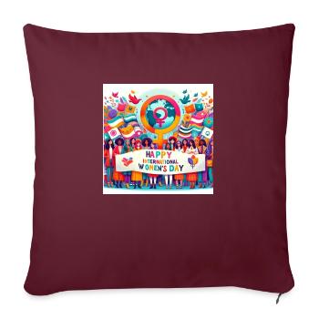 Journée internationale de la femme, 8 mars - Housse de coussin décorative 45 x 45 cm - bordeaux - Devant