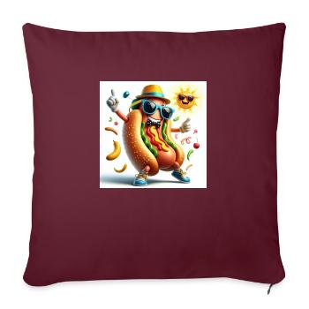 Dancing Hot Dog - Sofakissenbezug 45 x 45 cm - Burgunderrot - Vorne