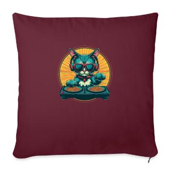 DJ Cat Croquettes Mix - Housse de coussin décorative 45 x 45 cm - bordeaux - Devant