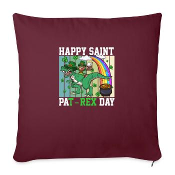 Joyeux lutin de la Saint-Pat-Rex avec T-Rex - Housse de coussin décorative 45 x 45 cm - bordeaux - Devant