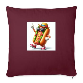 Chillig Hotdog - Sofakissenbezug 45 x 45 cm - Burgunderrot - Vorne