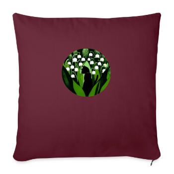 Chat noir muguet de la vallée - Housse de coussin décorative 45 x 45 cm - bordeaux - Devant