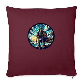 Nordischer Wikinger auf See - Sofakissenbezug 45 x 45 cm - Burgunderrot - Vorne
