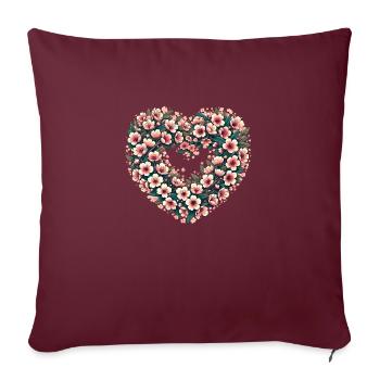 Fleurs printanières - Housse de coussin décorative 45 x 45 cm - bordeaux - Devant