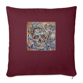abstrakt skull Design by Benjamin Iddouche - Sofakissenbezug 45 x 45 cm - Burgunderrot - Vorne