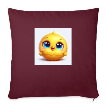 poussin d’oiseau duveteux avec de grands yeux bleus - Housse de coussin décorative 45 x 45 cm - bordeaux - Devant