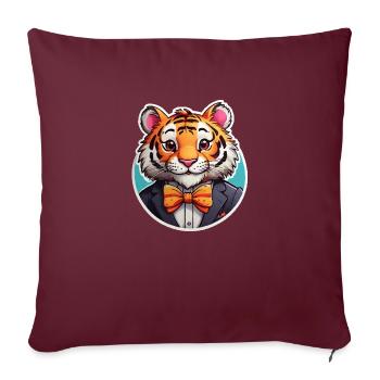 Drôle de tigre comique - Housse de coussin décorative 45 x 45 cm - bordeaux - Devant