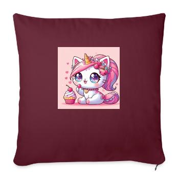 chat licorne - Housse de coussin décorative 45 x 45 cm - bordeaux - Devant