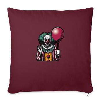 Gruseliger Cartoon-Clown mit roten Haaren und gruseligem Lächeln - Sofakissenbezug 45 x 45 cm - Burgunderrot - Vorne