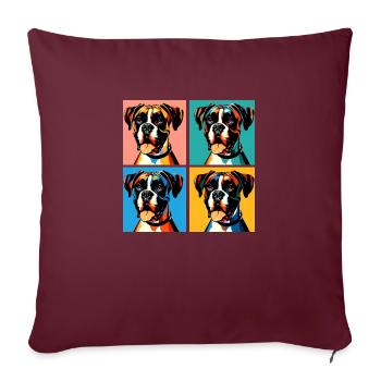 Pop Boxer chien Portrait - Portrait d’animal de compagnie - Housse de coussin décorative 45 x 45 cm - bordeaux - Devant