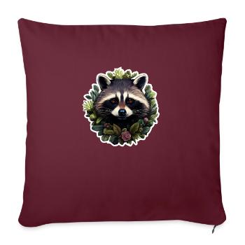 Raton laveur avec des fleurs - Housse de coussin décorative 45 x 45 cm - bordeaux - Devant