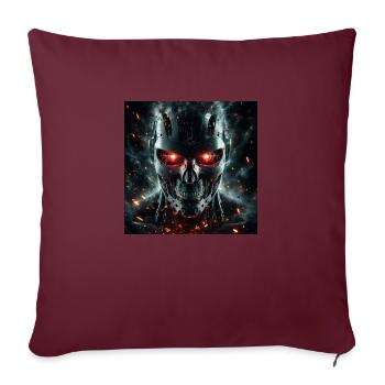 Cyborg aux yeux rouges, feu et étincelles - Housse de coussin décorative 45 x 45 cm - bordeaux - Devant