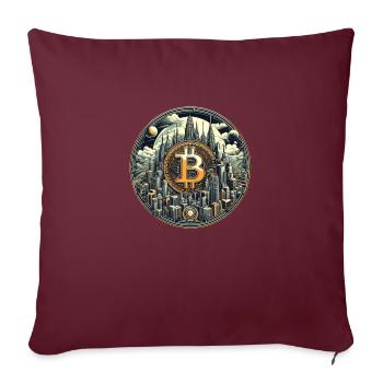 Bitcoin Metropolis - Sofakissenbezug 45 x 45 cm - Burgunderrot - Vorne
