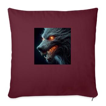 Loup Effrayant Dangereux Hyperréalisme 3D - Housse de coussin décorative 45 x 45 cm - bordeaux - Devant