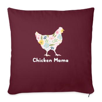 Poulet Mama Fleurs Fermier Fête des Mères - Housse de coussin décorative 45 x 45 cm - bordeaux - Devant