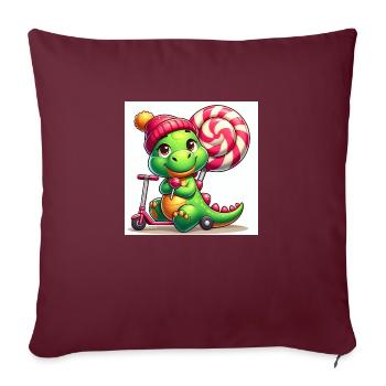 Crocodile vert avec chapeau sucette et rouleau sucette - Housse de coussin décorative 45 x 45 cm - bordeaux - Devant