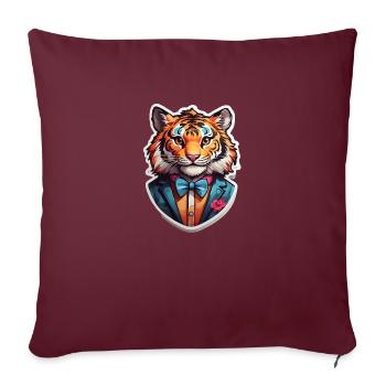 Drôle de tigre comique - Housse de coussin décorative 45 x 45 cm - bordeaux - Devant