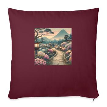Japan Vintage Azaleen Laternen - Sofakissenbezug 45 x 45 cm - Burgunderrot - Vorne