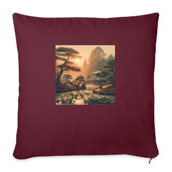 Japon Bonsaï Vintage - Housse de coussin décorative 45 x 45 cm - bordeaux - Devant