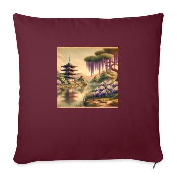 Japan Vintage Pagode - Sofakissenbezug 45 x 45 cm - Burgunderrot - Vorne