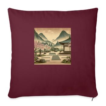 Japan Vintage Zengarten Teehaus - Sofakissenbezug 45 x 45 cm - Burgunderrot - Vorne