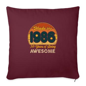 Né en 1986 - Vintage 1986 Anniversaire Rétro - Housse de coussin décorative 45 x 45 cm - bordeaux - Devant