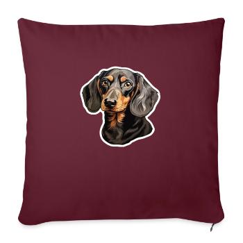 Dackel oder Dachshund - Sofakissenbezug 45 x 45 cm - Burgunderrot - Vorne