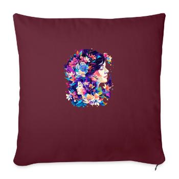 Mère et fille - Housse de coussin décorative 45 x 45 cm - bordeaux - Devant