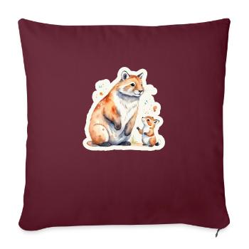 Animal Famille Mère Fils - Housse de coussin décorative 45 x 45 cm - bordeaux - Devant