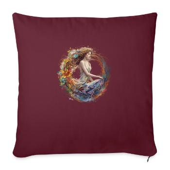 Florale Yoruba trifft auf Leinwand der Farben - Sofakissenbezug 45 x 45 cm - Burgunderrot - Vorne