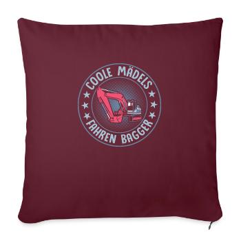 filles cool conduisant une excavatrice femme conductrice d’excavatrice - Housse de coussin décorative 45 x 45 cm - bordeaux - Devant