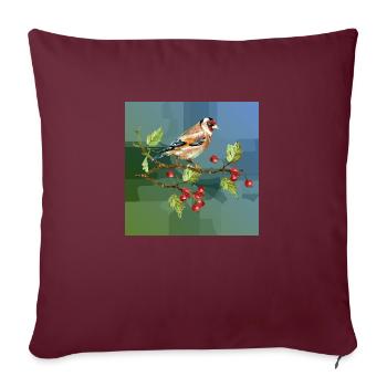 Bunter Vogel - Sofakissenbezug 45 x 45 cm - Burgunderrot - Vorne