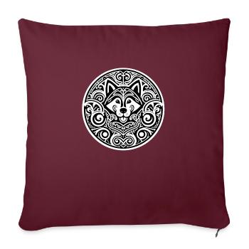 chien art tribal - Housse de coussin décorative 45 x 45 cm - bordeaux - Devant