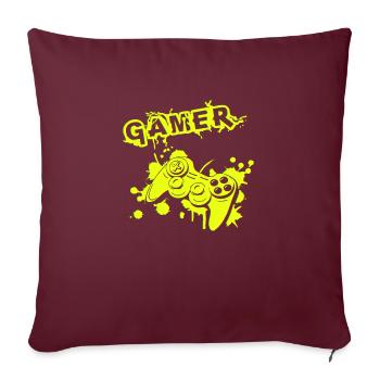 Jeu de joueur Jouer en ligne Jeux sur ordinateur Arcade Neon - Housse de coussin décorative 45 x 45 cm - bordeaux - Devant