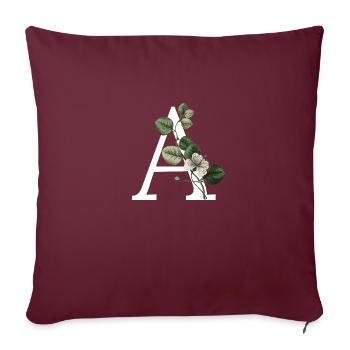 lettre a botanique vert - Housse de coussin décorative 45 x 45 cm - bordeaux - Devant