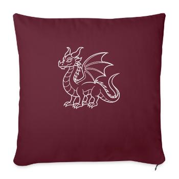 Ein Drache in weißen Linien - Sofakissenbezug 45 x 45 cm - Burgunderrot - Vorne