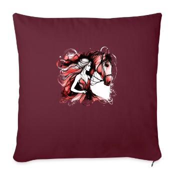 Blumen Frauen Mädchen Mode Design Kunst Weiblicher Stil - Sofakissenbezug 45 x 45 cm - Burgunderrot - Vorne