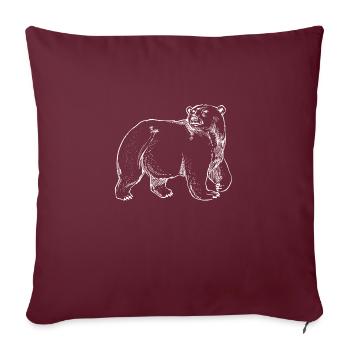 Bear Line Art Mono - Sofa pillowcase 17,3'' x 17,3'' (45 x 45 cm) - burgundy - Front