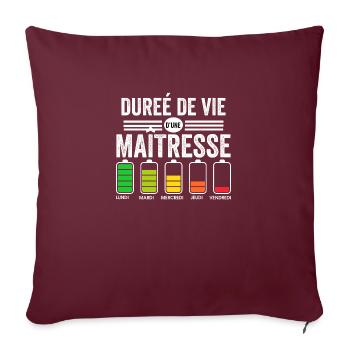 Cadeau maitresse d'école humour maitresse - Housse de coussin décorative 45 x 45 cm - bordeaux - Devant