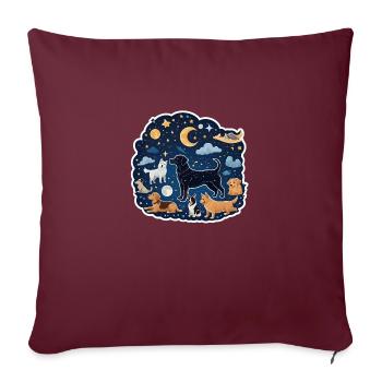 Chiens sous les étoiles - Housse de coussin décorative 45 x 45 cm - bordeaux - Devant