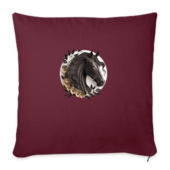 Style de papier de cheval frison - Housse de coussin décorative 45 x 45 cm - bordeaux - Devant