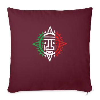 Ancien soleil mexicain Maya Azteca Azteca Roi Aztèque Masque - Housse de coussin décorative 45 x 45 cm - bordeaux - Devant