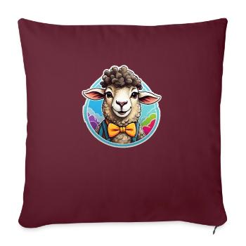 Bande dessinée de mouton drôle - Housse de coussin décorative 45 x 45 cm - bordeaux - Devant