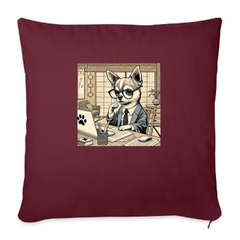 Japan Ukijo e Stil Schreibtisch Chihuahua - Sofakissenbezug 45 x 45 cm - Burgunderrot - Vorne
