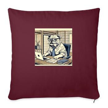 Bulldog at the Desk - Ukiyo-e Style - Sofa pillowcase 17,3'' x 17,3'' (45 x 45 cm) - burgundy - Front