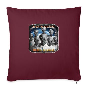 Out of Space - Refugees Welcome Design - Version 4 - Sofakissenbezug 45 x 45 cm - Burgunderrot - Vorne