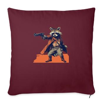 Waschbär - Sofakissenbezug 45 x 45 cm - Burgunderrot - Vorne
